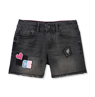 UPC 682510684026 product image for Calvin Klein Girls' 7-16 Patch Cutoff Denim Shorts | upcitemdb.com