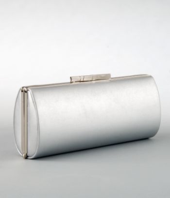 La Regale Cylinder Shimmer Clutch - Silver