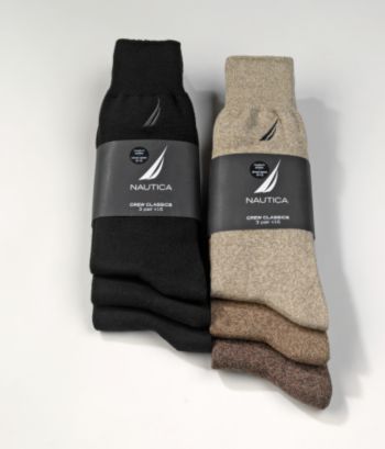 Nautica Men's Crew Classic Flat Knit Dress Socks 3-Pack