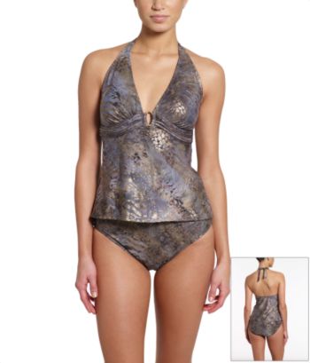 Magicsuit® Women's Control Halterkini and Brief Bottom Swimsuit Set - Bauxite Gray