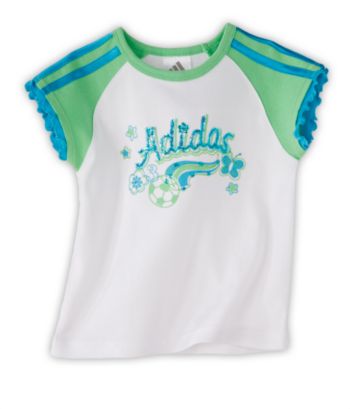 Adidas® Girls' 2T-6X Short Sleeve Raglan Tee - White/Green