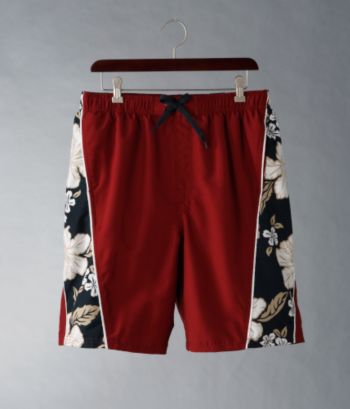 Consensus Men's Side Pieced Hibiscus Swim Trunks - Lobster Tail