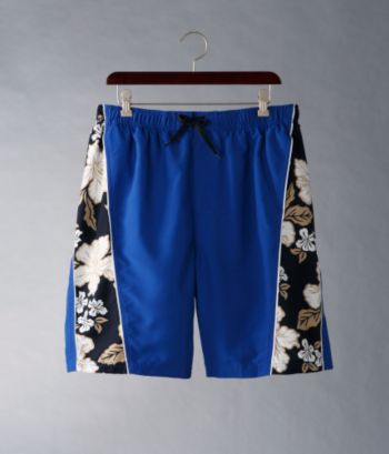 Consensus Men's Side Pieced Hibiscus Swim Trunks - Admiral Navy