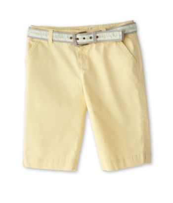 Nori Juniors' Belted Twill Bermuda Shorts - Banana Creme