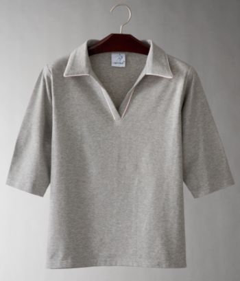 iActive Women's Knit Activewear Johnny Collar Top - Gray/Light Pink