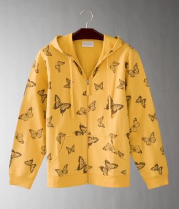 Studio Works Women's Printed Hoodie - Gold Butterfly