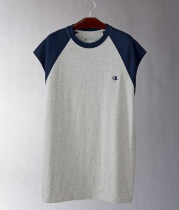 Champion™ Men's Cap Sleeve Raglan Tee - Gray/Navy
