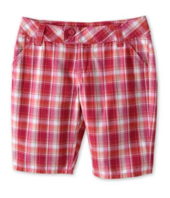 Blue Spice Juniors' Bermuda Shorts - Fuchsia Plaid