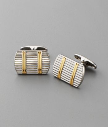 Izod Men's Two-Tone Silver Cuff Links
