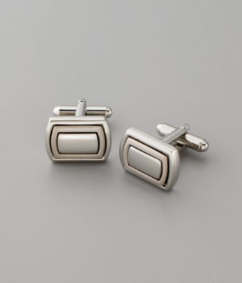 Izod Men's Gray/Black/Silver Inset Bars Cuff Links
