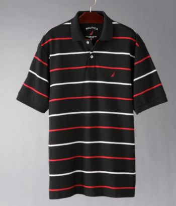 Nautica Men's Pima Cotton Deck Stripe Polo - True Black