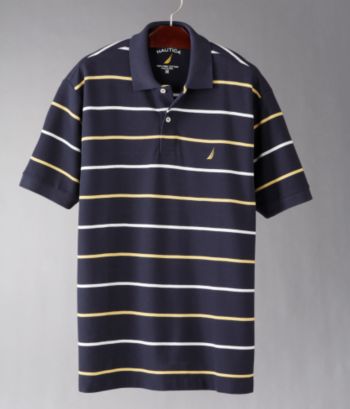 Nautica Men's Pima Cotton Deck Stripe Polo - Navy