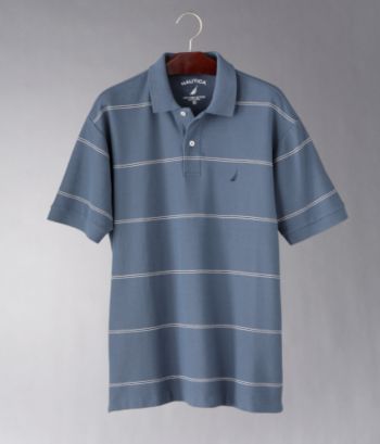 Nautica Men's Anchor Pima Cotton Clarkson Stripe Polo - Orion Blue