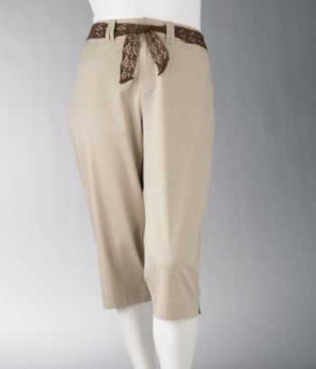 Relativity Women's Plus Size Twill Capris - Dark Belt