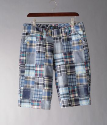Relativity Women's Plaid Patchwork Shorts - Blue Multi