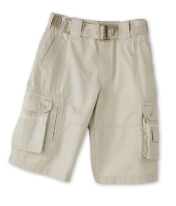 Ruff Hewn Boys' 8-16 Belted Ripstop Cargo Shorts - Burnt Khaki