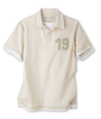 Red Snap Boys' 8-20 Layered-Look Solid Color Polo - Cream