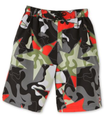 Below Zero Boys' 8-20 Star Camouflage Trunks - Olive