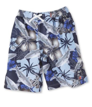 Below Zero Boys' 8-20 Shark Foliage Trunks - Navy