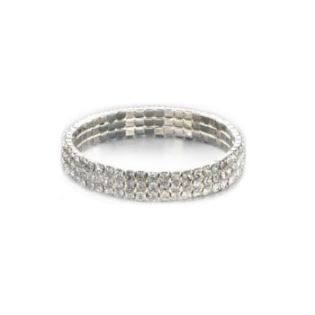 BT-Jeweled Triple Row Crystal Stretch Bracelet - Clear