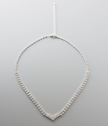 BT-Jeweled Crystal Double V Necklace - Clear
