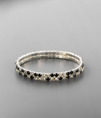 Double Row Crystal Stretch Bracelet - Jet