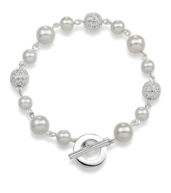 Carolee® Pave Crystal & White Pearl Bracelet