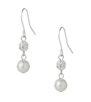 Carolee Pave Crystal & Pearl Linear Drop Earrings