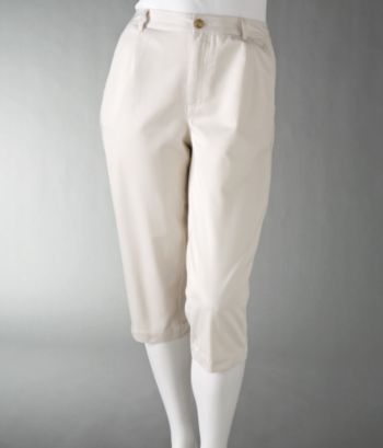 Liz Claiborne Women's Plus Size Audra Cropped Pants - Oyster