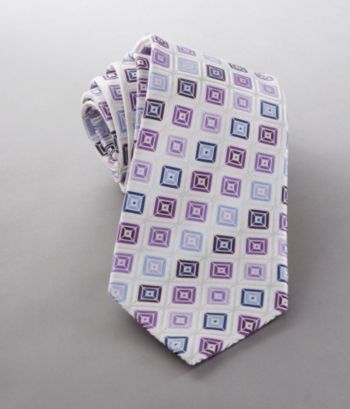 Kenneth Roberts Men's 3D Tile Neckwear - White