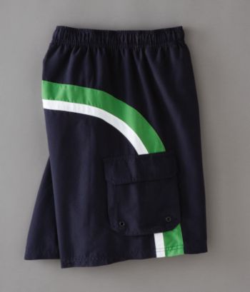 Consensus Men's Curved Colorblocked Swim Shorts - Navy/Lettuce