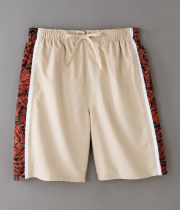 Consensus Men's Side Pieced Leaf Printed Swim Shorts - Dune