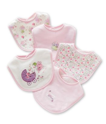 Baby Essentials Baby Girls' 5-Pack Bib Set - Pink