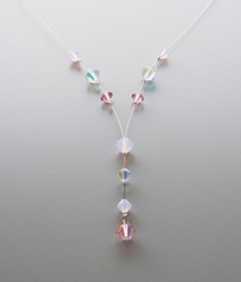 Crystale Crystal Y Illusion Necklace - Light Rose
