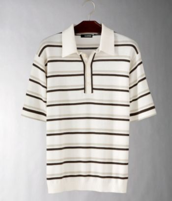 Claiborne Men's Yarn-Dyed Stripe Polo Sweater - Cream