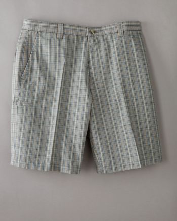 Dockers® Men's Washed Khaki Flat-front Shorts - Blue Pond Plaid