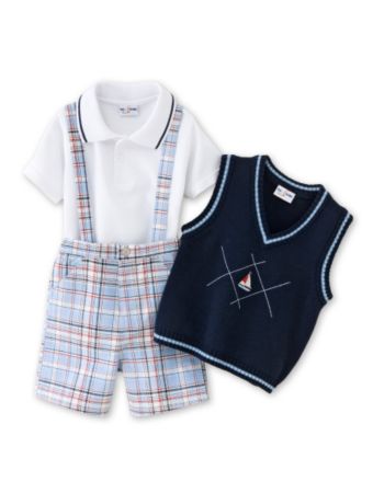 B.T. Kids® Boys' 2T-4T Sailboat Vest 3-Piece Set - Navy