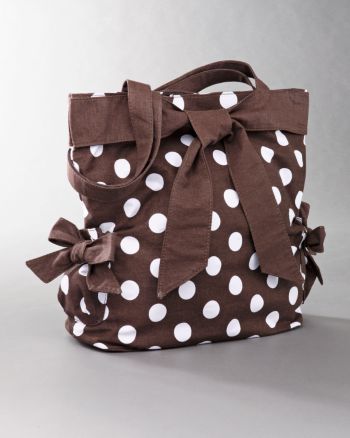 Chateau Juniors' Large Canvas Polka Dot Bag - Brown
