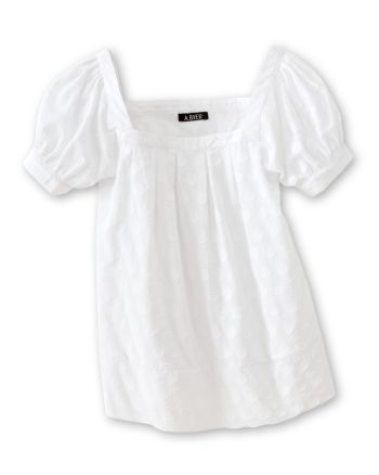 A. Byer Juniors' Dotted Squareneck Top - White