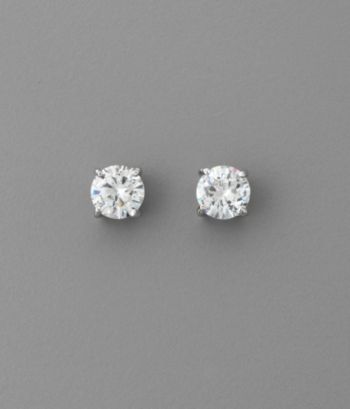 BT-Jeweled Round Cubic Zirconia 8mm Earrings - Clear/Silvertone