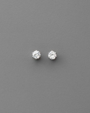BT-Jeweled Round Cubic Zirconia 4mm Earrings - Clear/Silvertone