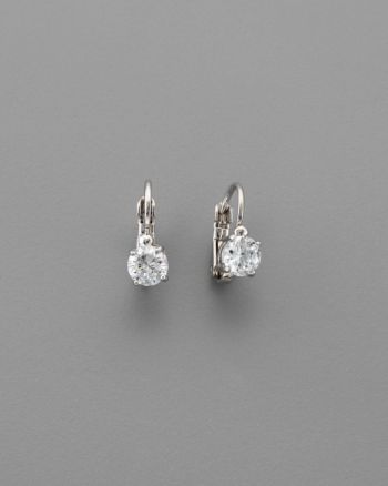 BT-Jeweled Round Cubic Zirconia 6mm Leverback Earrings - Clear/Silvertone