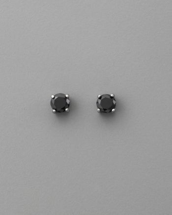 BT-Jeweled Round Cubic Zirconia 6mm Earrings - Black/Silver