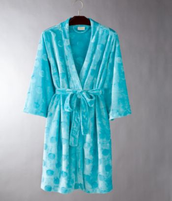 Charlotte® Women's Shiny Chamois Robe - Simple Dots/Twilight Turquoise