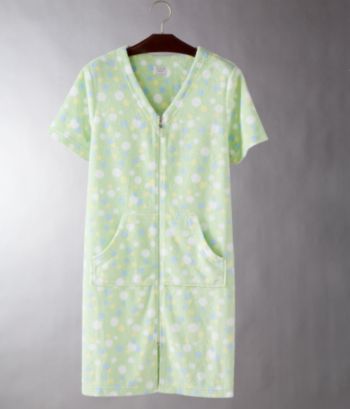 Jasmine Rose Intimates Women's Terry Robe - Pistachio Dots