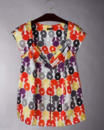 Nine West Women's Optic Print Triple Pleat Trapeze Shirt - Multi
