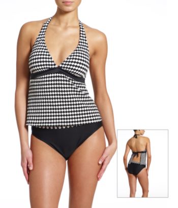 Kenneth Cole Reaction Women's Apron Halterkini Swimwear Top - Collage Montage