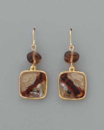 Laura Ashley® Framed Square Drop Earrings - Tonal Brown