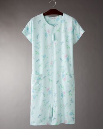 Miss Elaine® Women's French Terry Coat - Aqua Floral