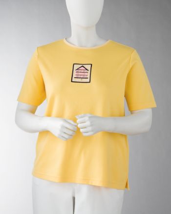 Breckenridge Women's Plus Size Birdhouse Embroidered Tee - Daisy Yellow